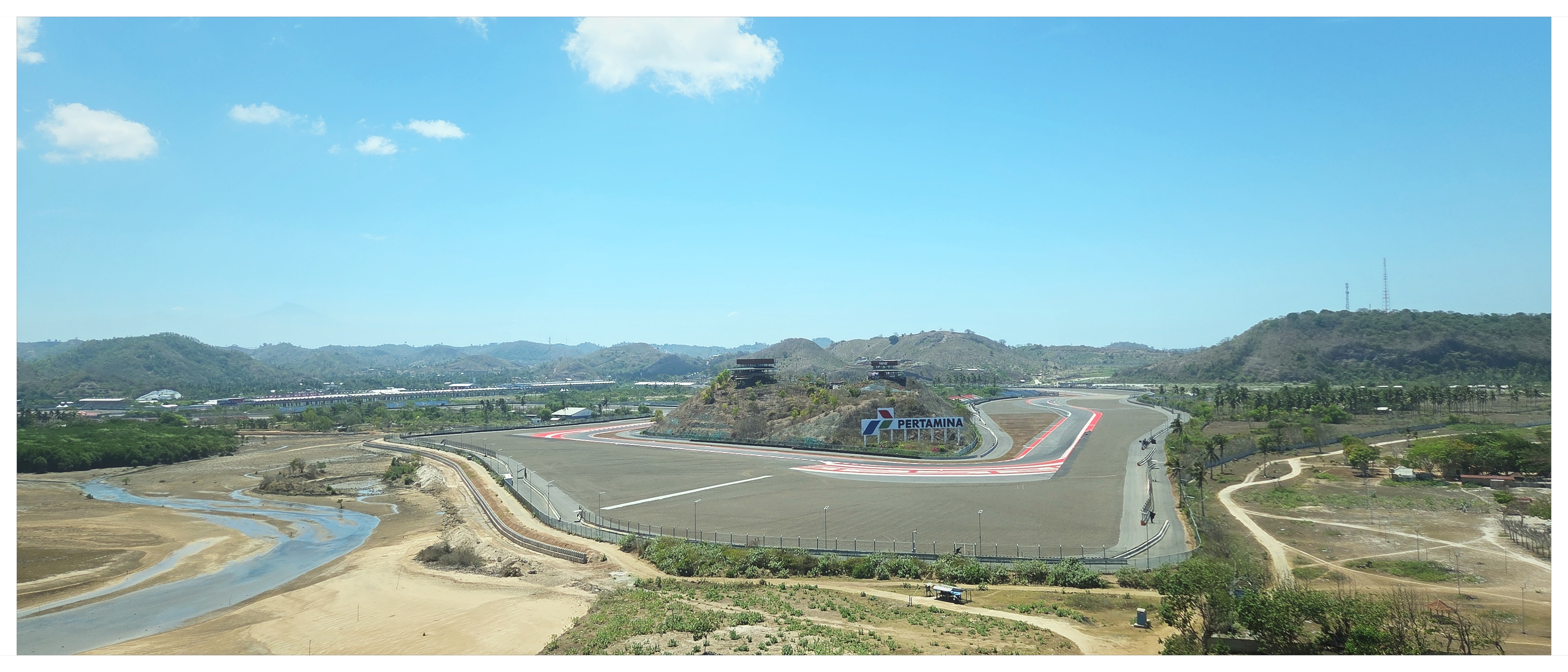 Panoramic view of Mandalika International Circuit racing curves shot on NeoFilm Superia 400